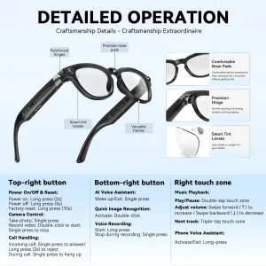 AI Smart Glasses Bluetooth  Noise Reduction Waterproof